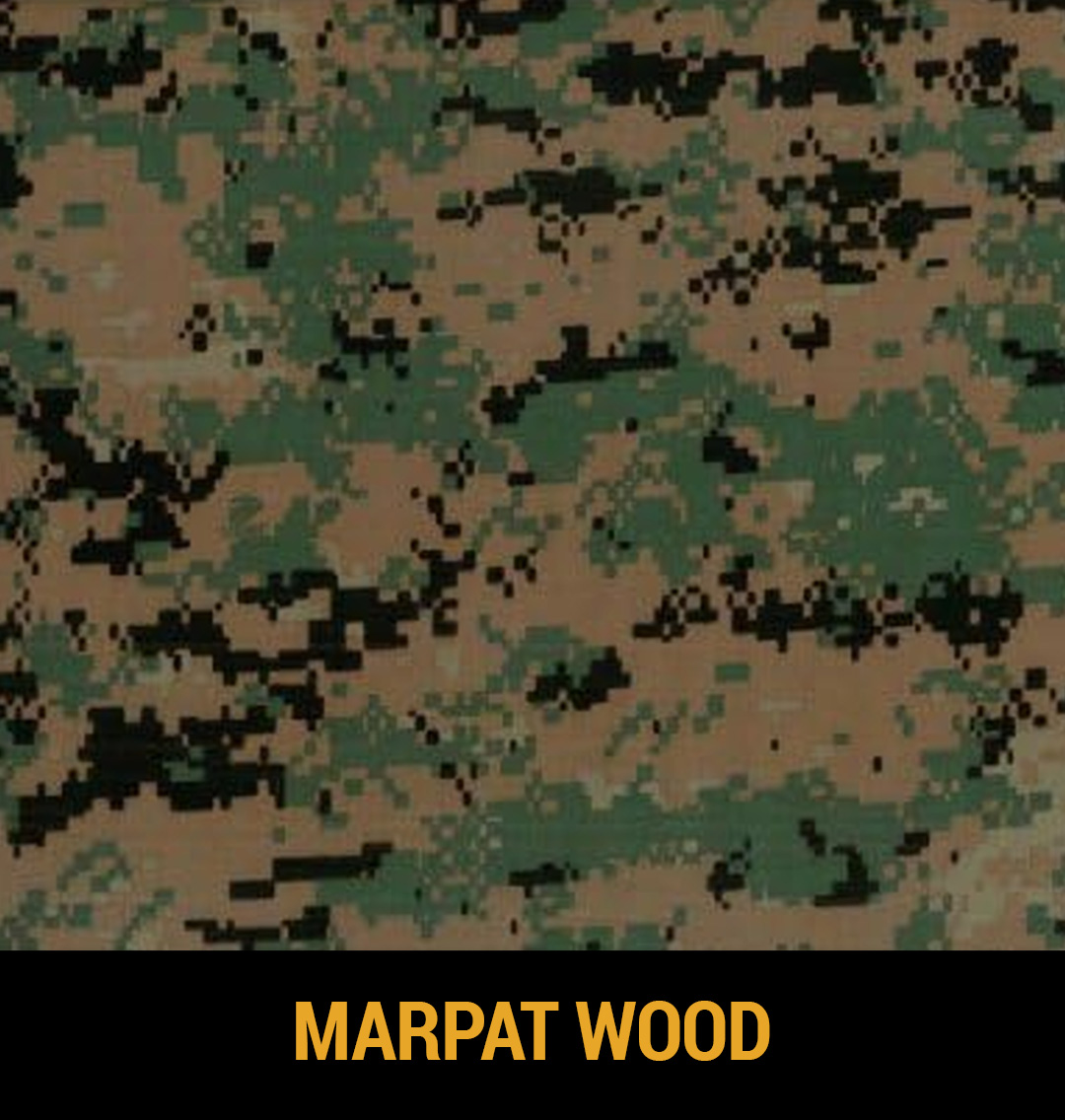 Designed for marine uniforms, the MARPAT WOOD camouflage pattern excels in woodland settings.